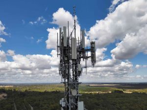 Drone Overview Photo of Cell Tower During Inspection